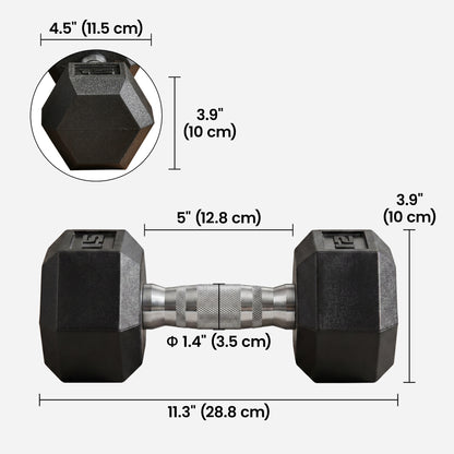 Hex Rubber Dumbbells 15 lb — pair