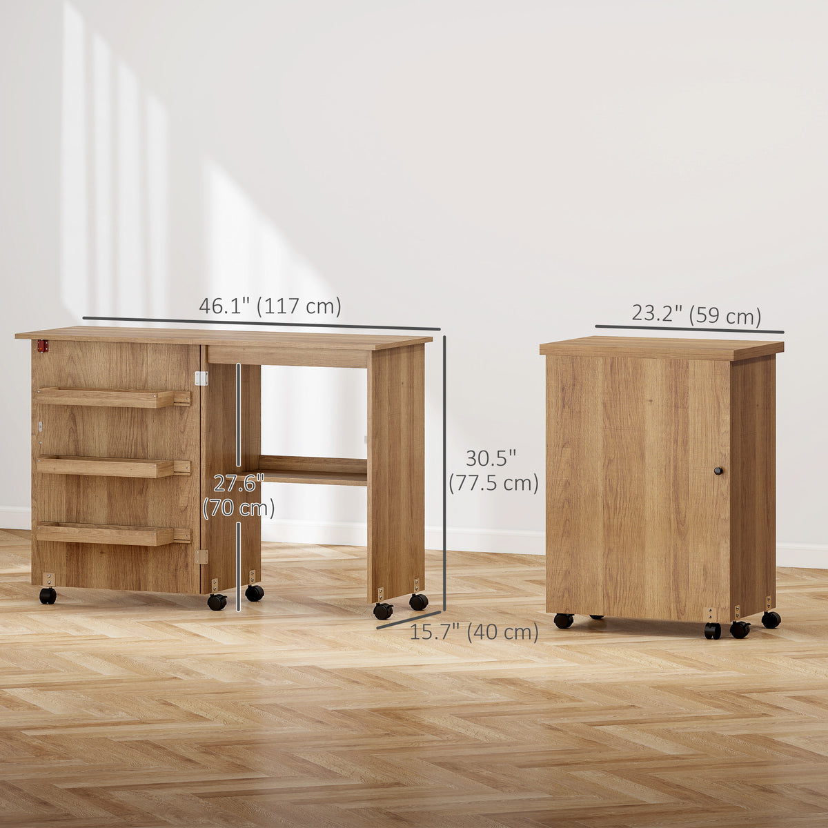 Mueble plegable para máquina de coser con almacenamiento