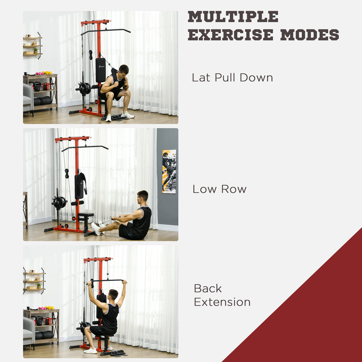 Máquina de remo dorsal para musculación en casa