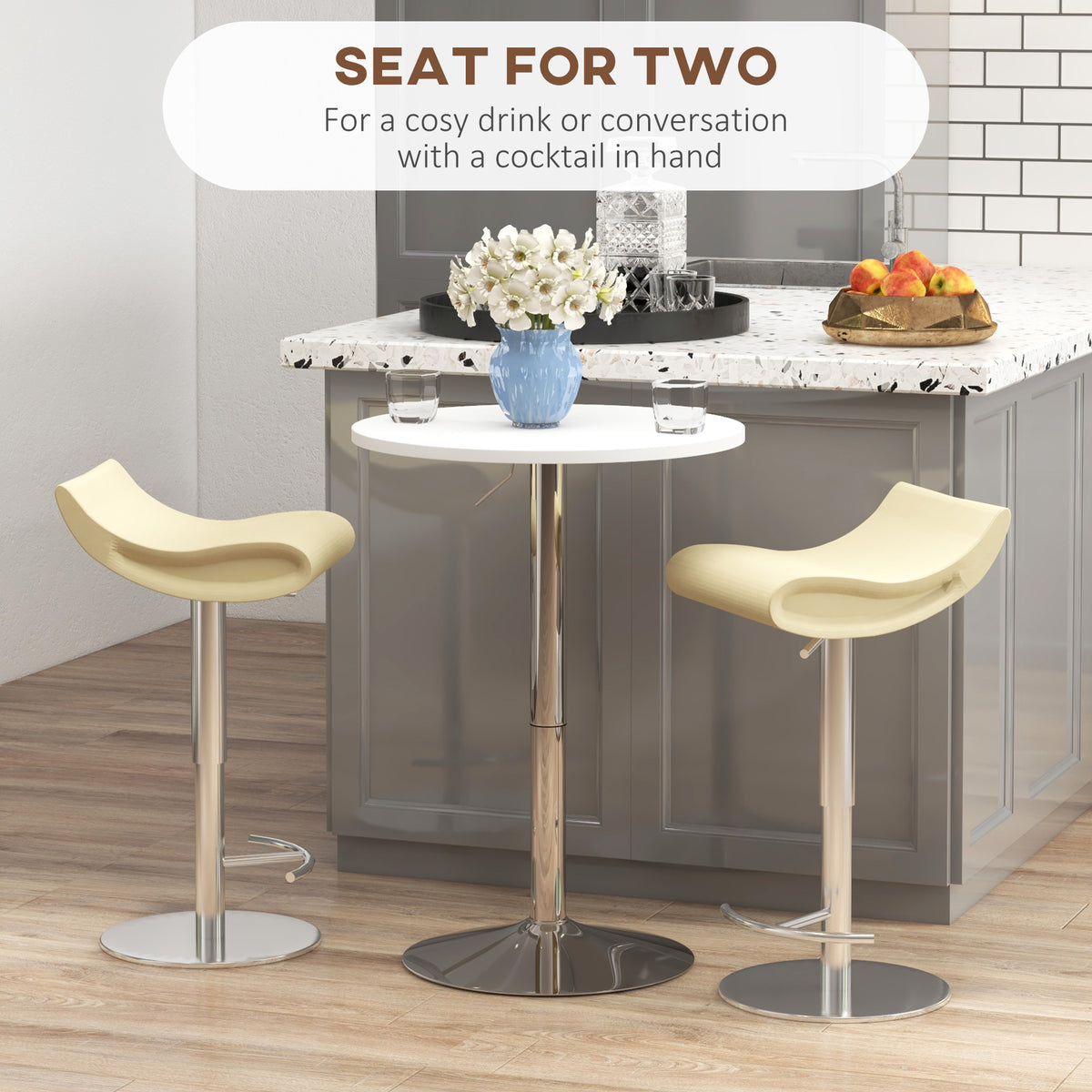 High top round adjustable steel bar table
