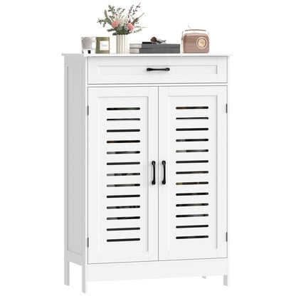 Shoe Cabinet with Louvered Doors and Drawer