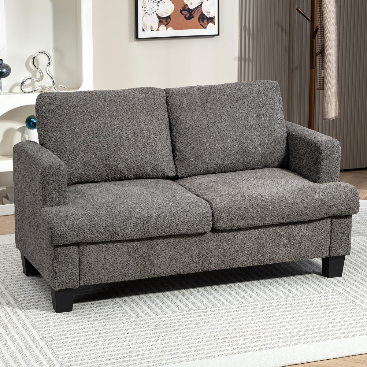 2-Seater Chenille Loveseat Sofa with Washable Cushions
