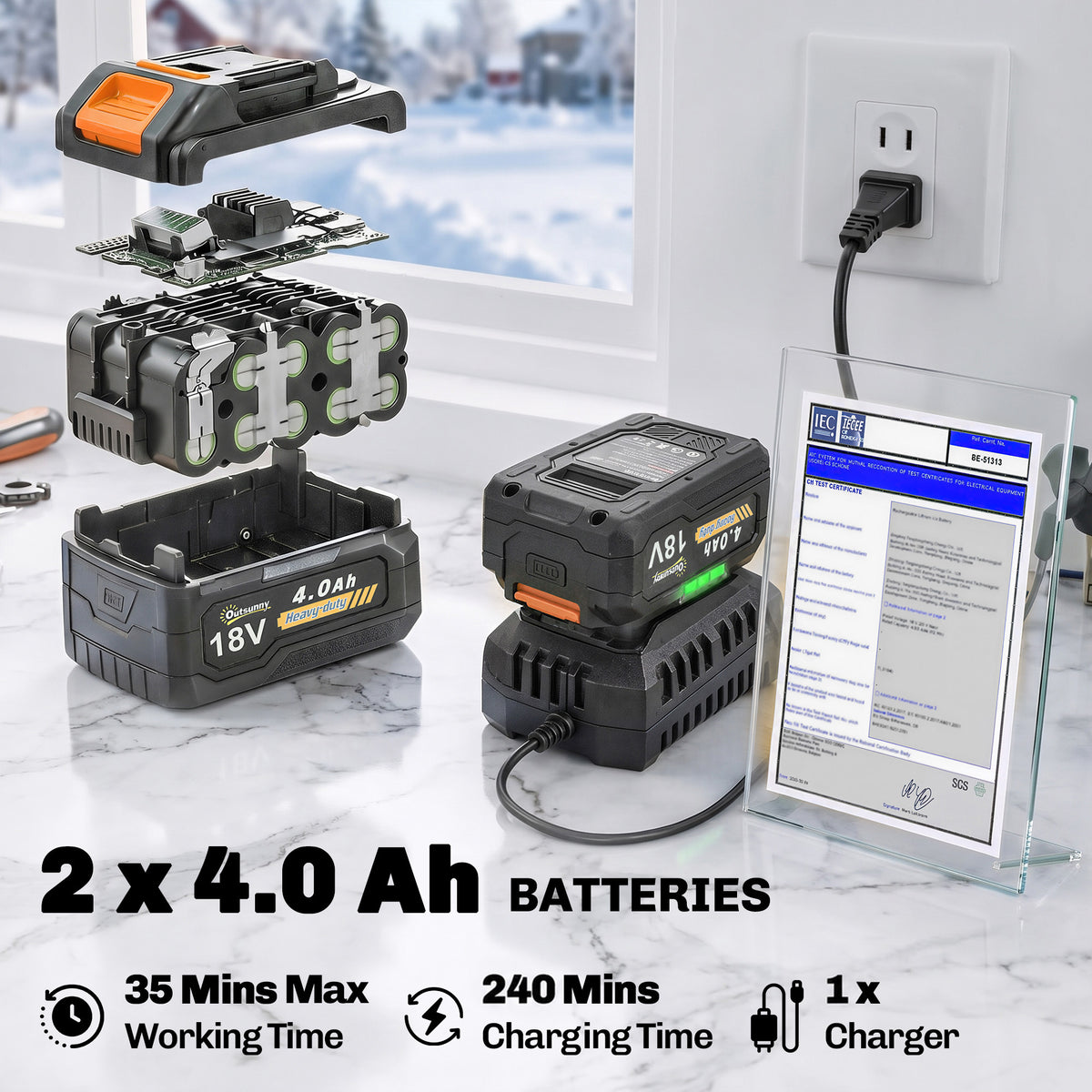 40V Cordless Snow Blower with PU Auger