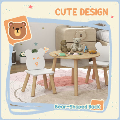 Kids table and chairs set with bear motifs — Set of 3