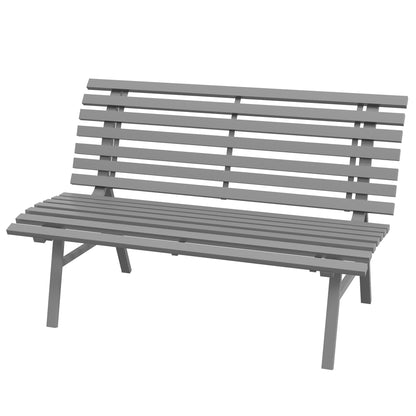 Outdoor patio bench aluminum two-seater — gray