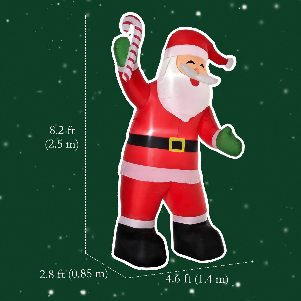 Decoración inflable de Papá Noel iluminada de 8 pies