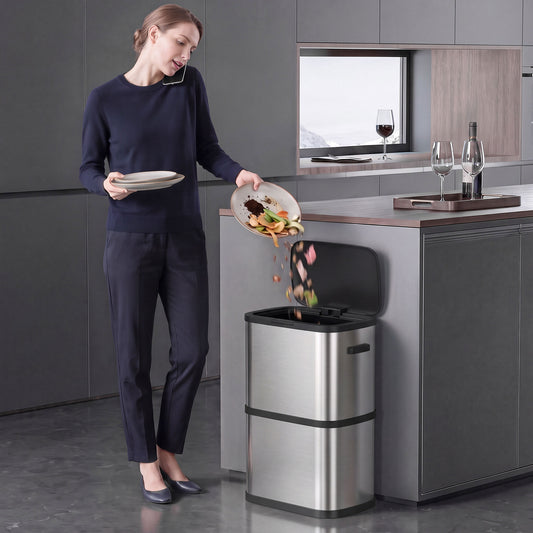 Slim Stainless Steel Kitchen Trash Can 60 L
