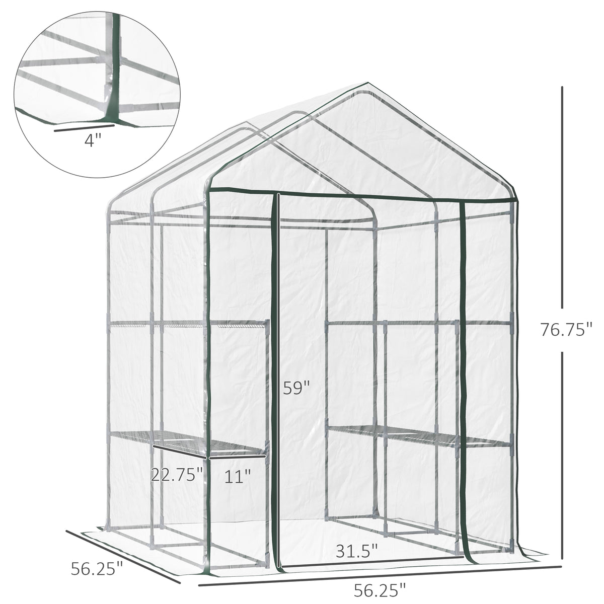 Invernadero portátil para jardín de 142 x 142 x 196 cm con 8 estantes