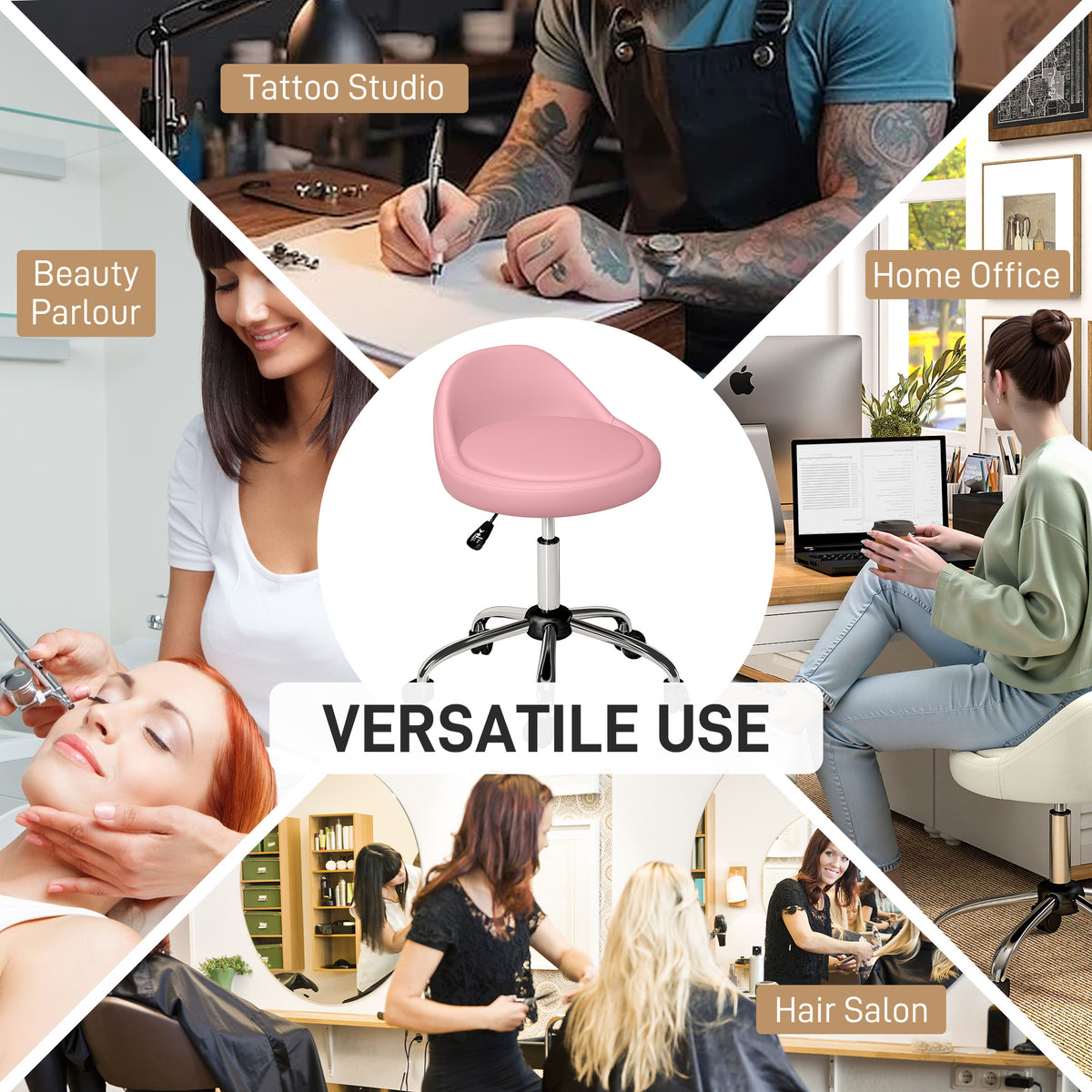 Adjustable Rolling Salon Stool