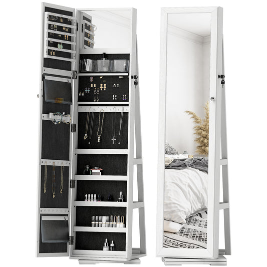 360° Swivel Lockable Jewelry Armoire with Mirror
