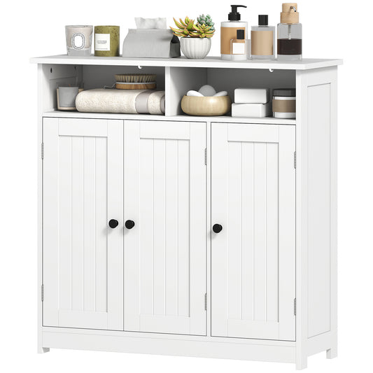Freestanding bathroom storage cabinet with multiple doors