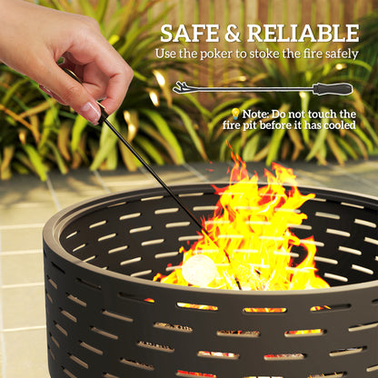 3-in-1 Outdoor Fire Pit with Grill Grate and Lid
