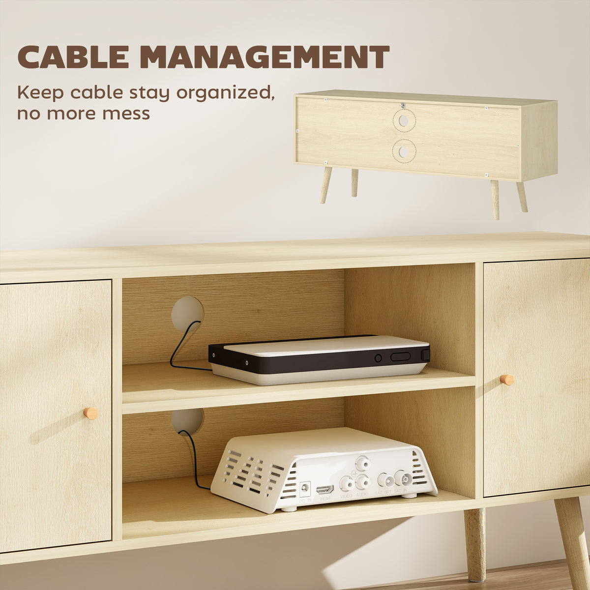 TV stand cabinet with storage shelves