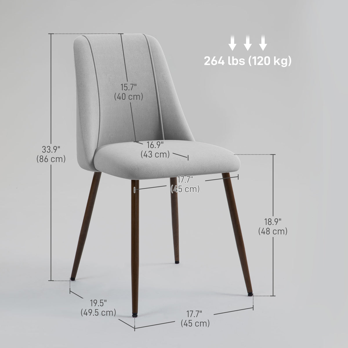 Juego de 6 sillas de comedor de terciopelo