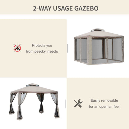 Gazebo de Patio 10x10 Pies Techo Doble