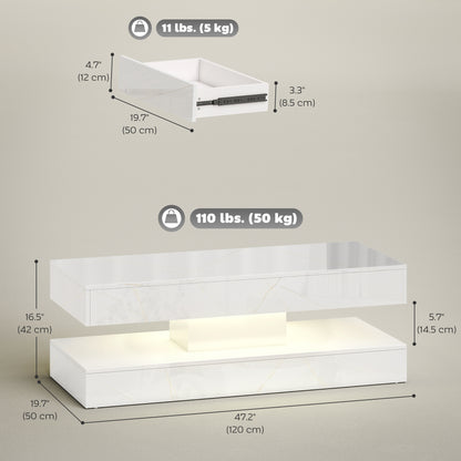 Coffee Table with Adjustable RGB LED Lighting