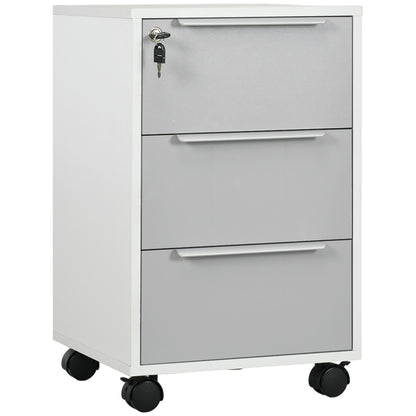 Archivador vertical de 3 cajones con cerradura y ruedas