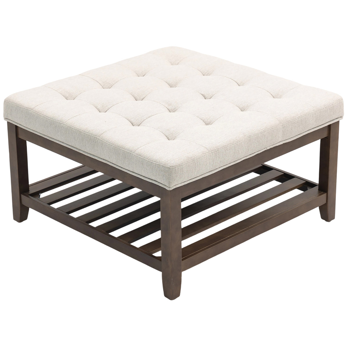 Tufted storage ottoman coffee table