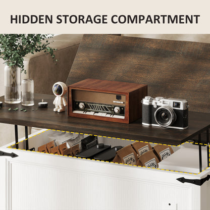 Lift-Top Coffee Table with Charging Station and Hidden Storage