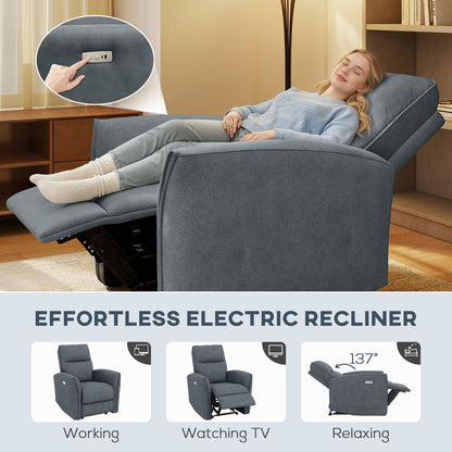 Sillón reclinable eléctrico de tejido similar al cuero