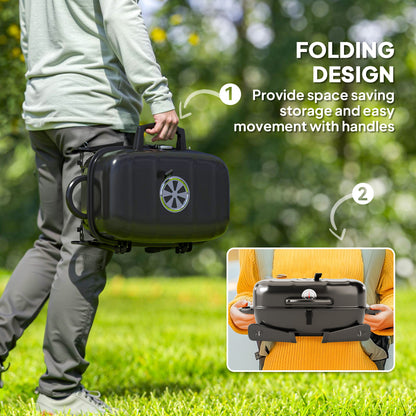 Foldable Charcoal BBQ Grill with Warming Rack