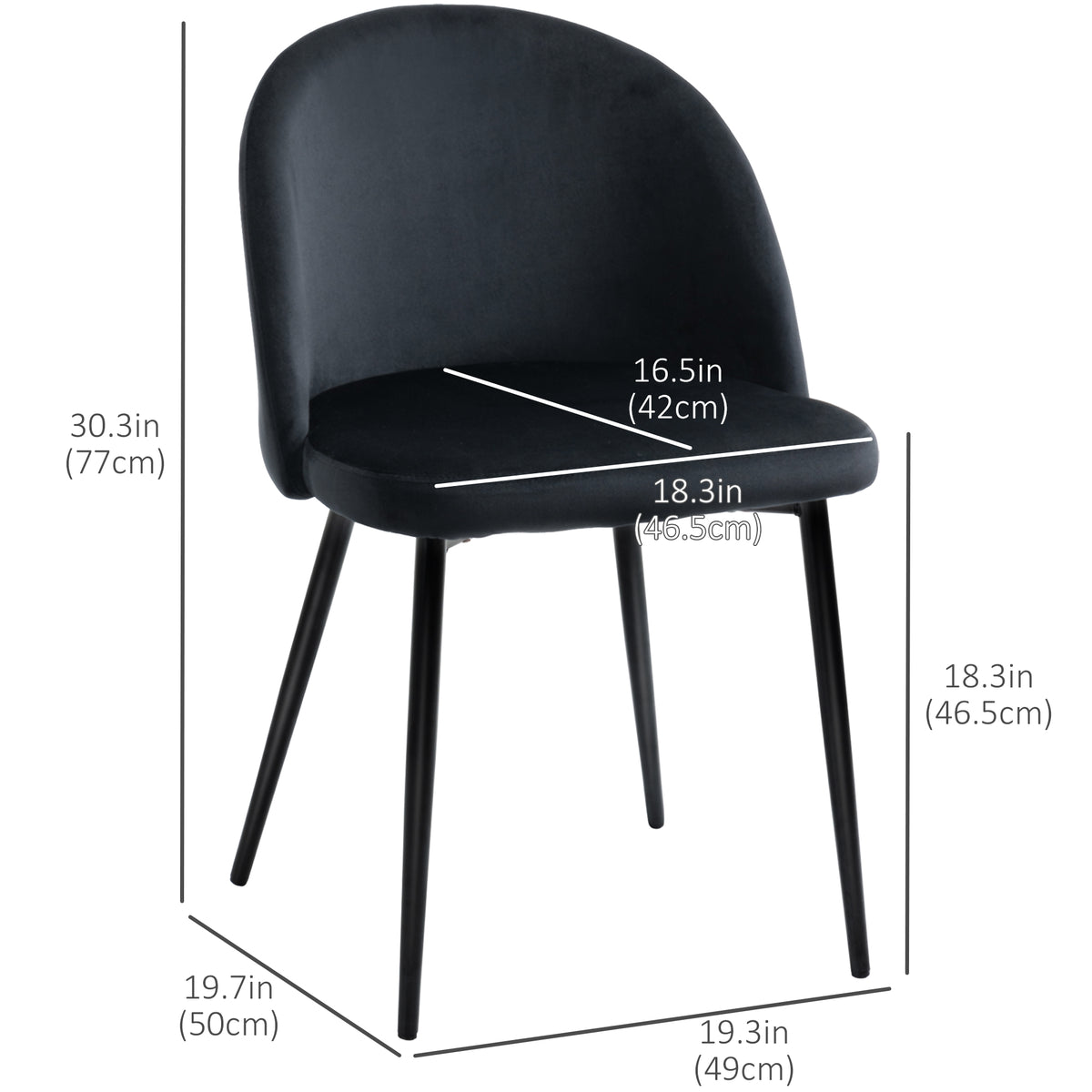 Set of 4 Velvet Dining Chairs