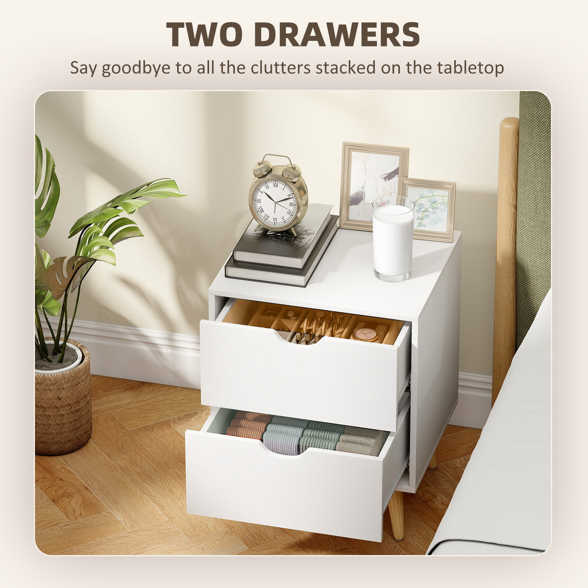 Modern bedside tables set of 2 drawers