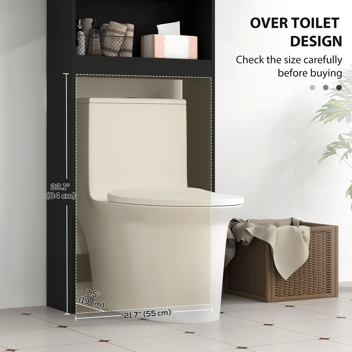 Mueble de almacenamiento para baño sobre el inodoro
