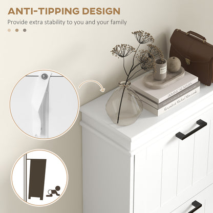 Narrow shoe cabinet with three flip drawers