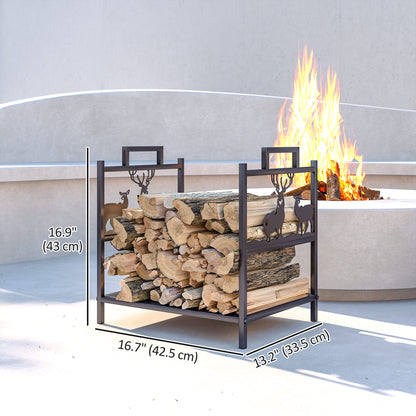Heavy duty log stand with handles — reindeer design