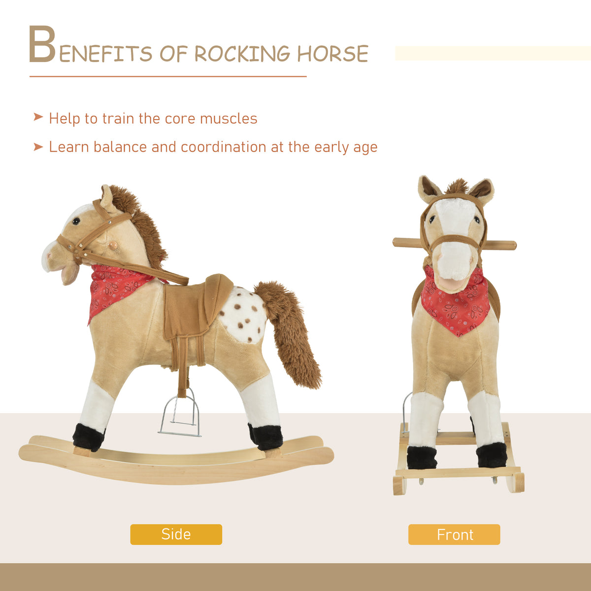Kids plush ride-on rocking horse toy with sounds
