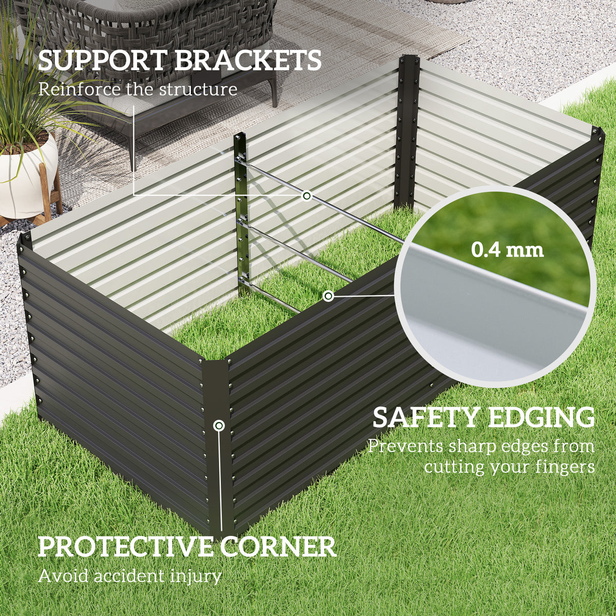 Raised Garden Bed Galvanized 152 x 91 x 61 cm
