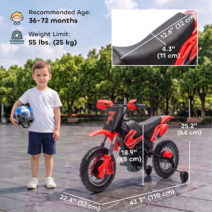 Moto eléctrica para niños de 12 V con ruedas de entrenamiento