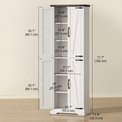 Freestanding farmhouse kitchen pantry storage cabinet 182 cm