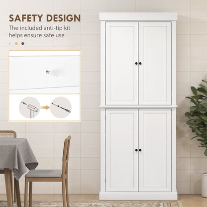 Kitchen Pantry Cabinet 6-Tier 4 Magnetic Doors