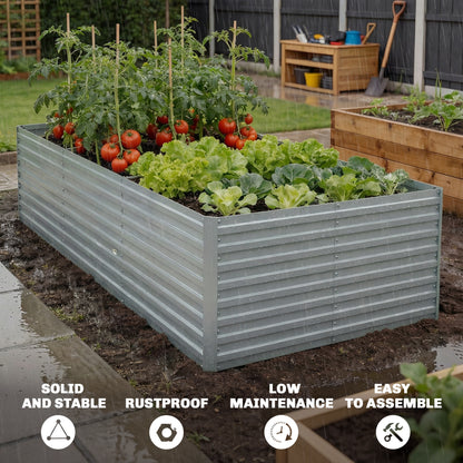 240x120x60cm Raised Garden Bed - Black Galvanized Planter