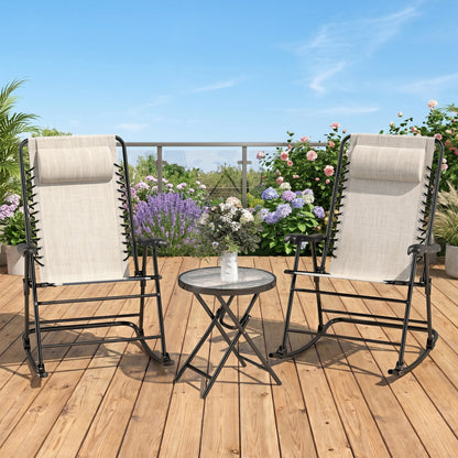 3-Piece Patio Rocking Chair Set with Bistro Table