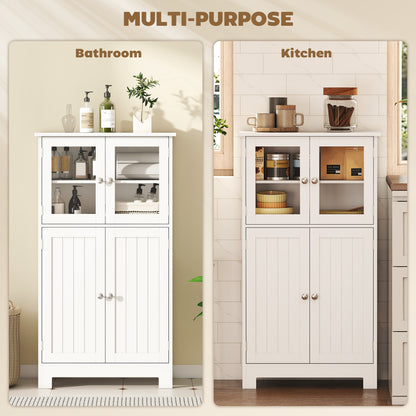 Bathroom Floor Storage Cabinet Tempered Glass