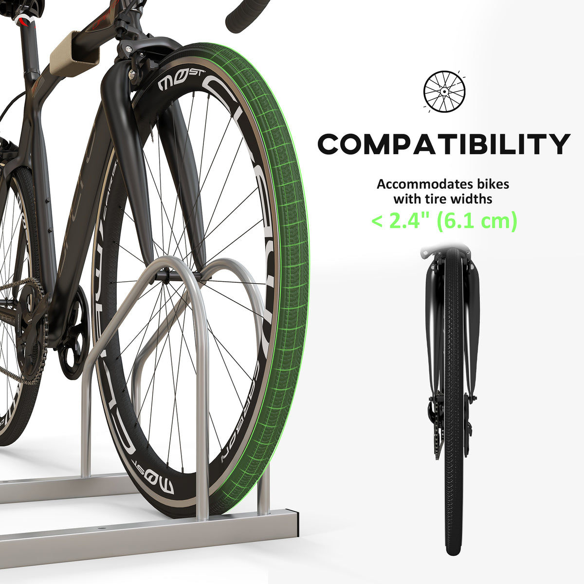 Soporte ajustable para 2 bicicletas — acero