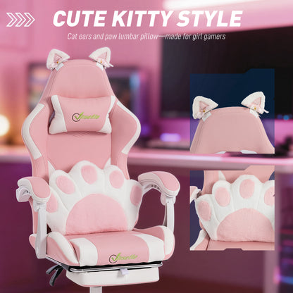 Silla de juego ergonómica con orejeras de gato