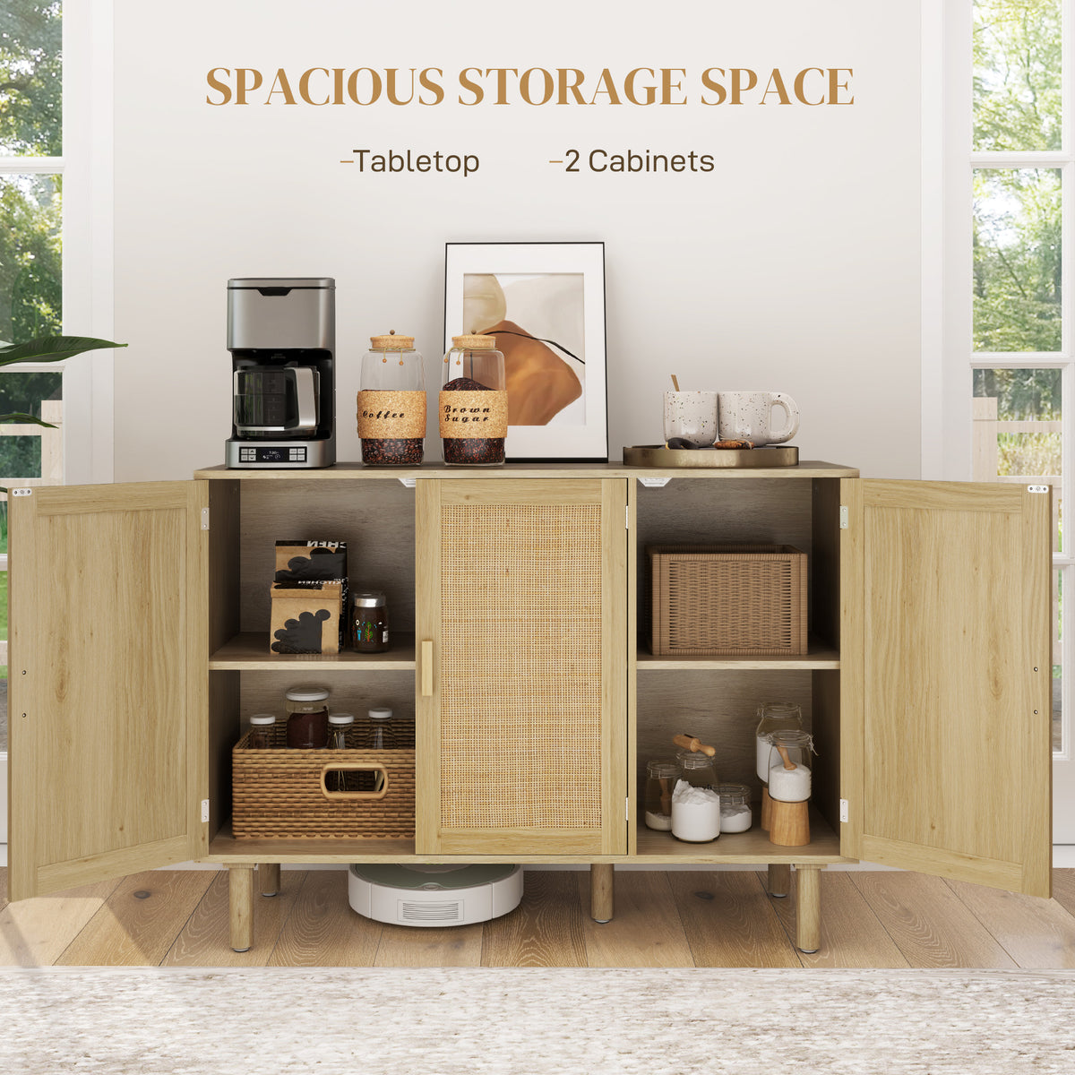 Bohemian rattan sideboard buffet