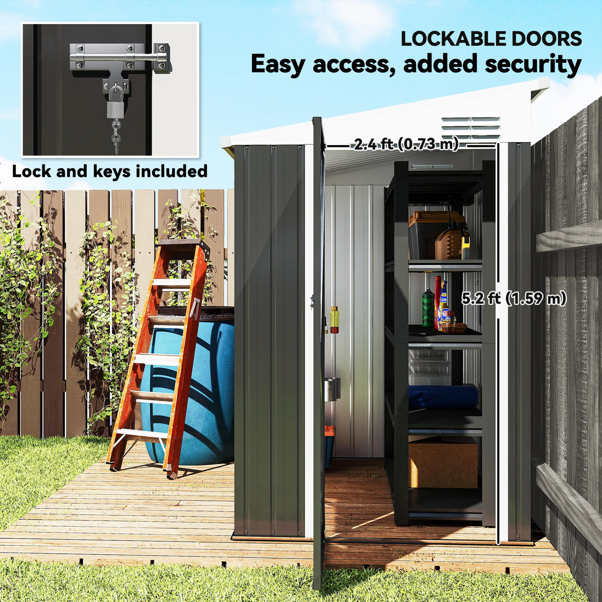 Vertical Outdoor Storage Shed with Double Door