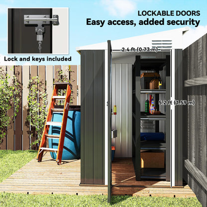 Vertical Outdoor Storage Shed with Double Door
