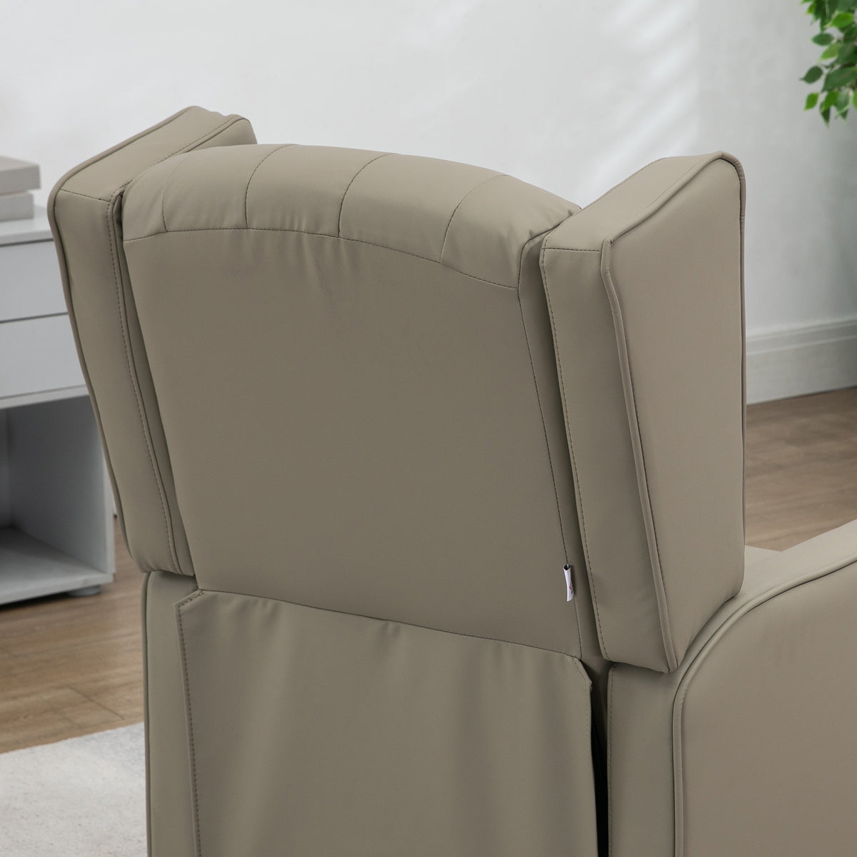 Sillón auxiliar de cuero sintético con relleno grueso — caqui