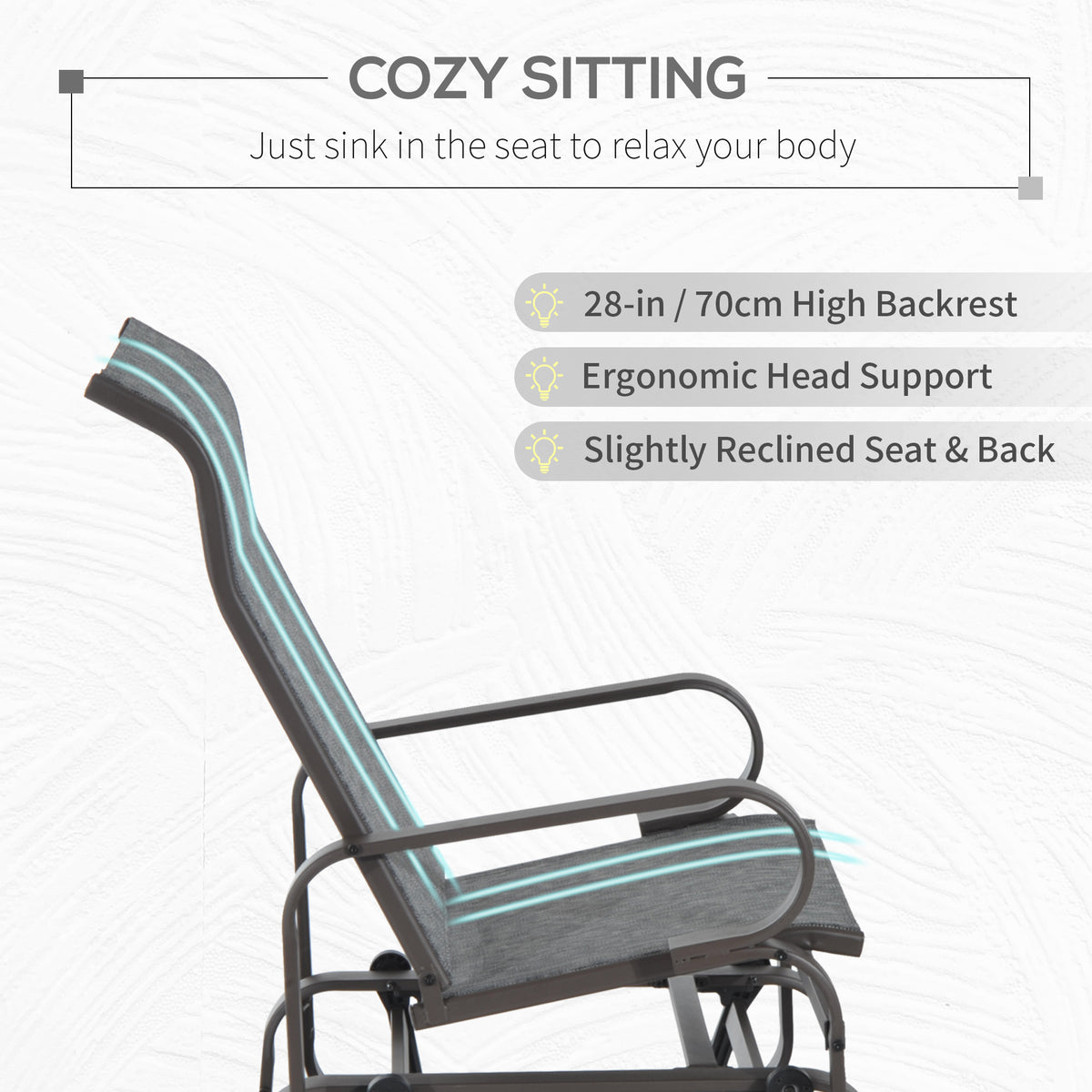 Patio Glider Chair with Breathable Mesh Fabric