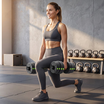 2-in-1 Adjustable Barbell & Dumbbell Set 66 lbs