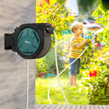 Wall-Mounted Retractable Garden Hose Reel 65 ft