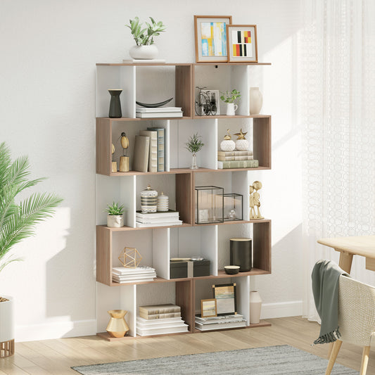 5-Tier S-Shape Geometric Bookcase Room Divider