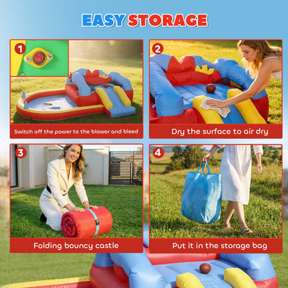 Kids inflatable bouncy castle with slide and pool