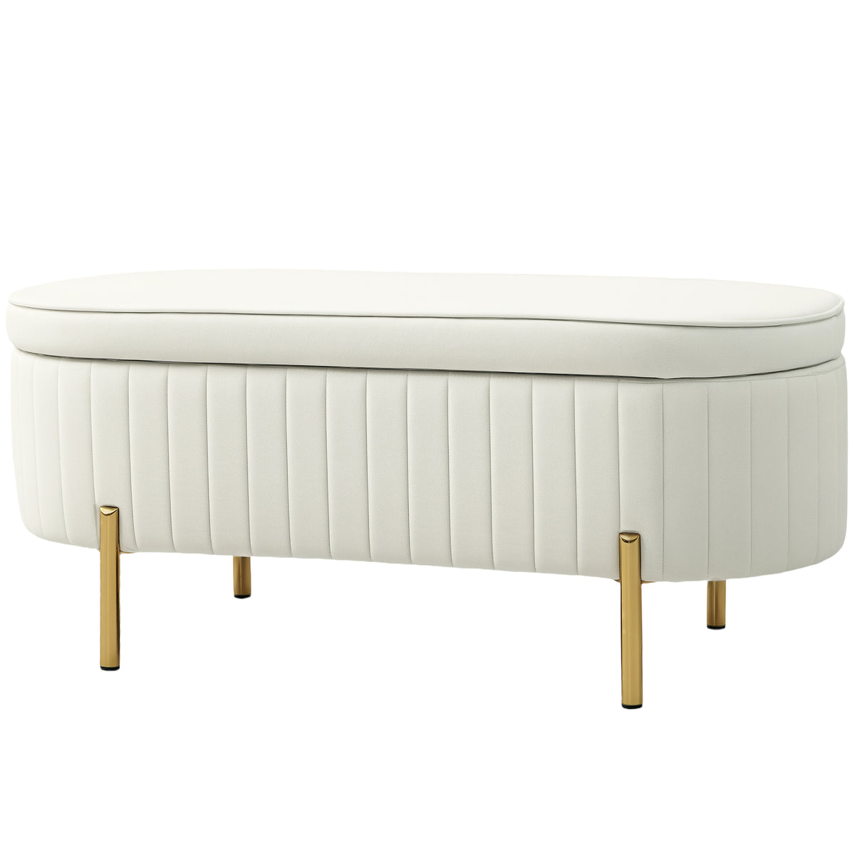 Channel Tufted Storage Bench with Golden Legs